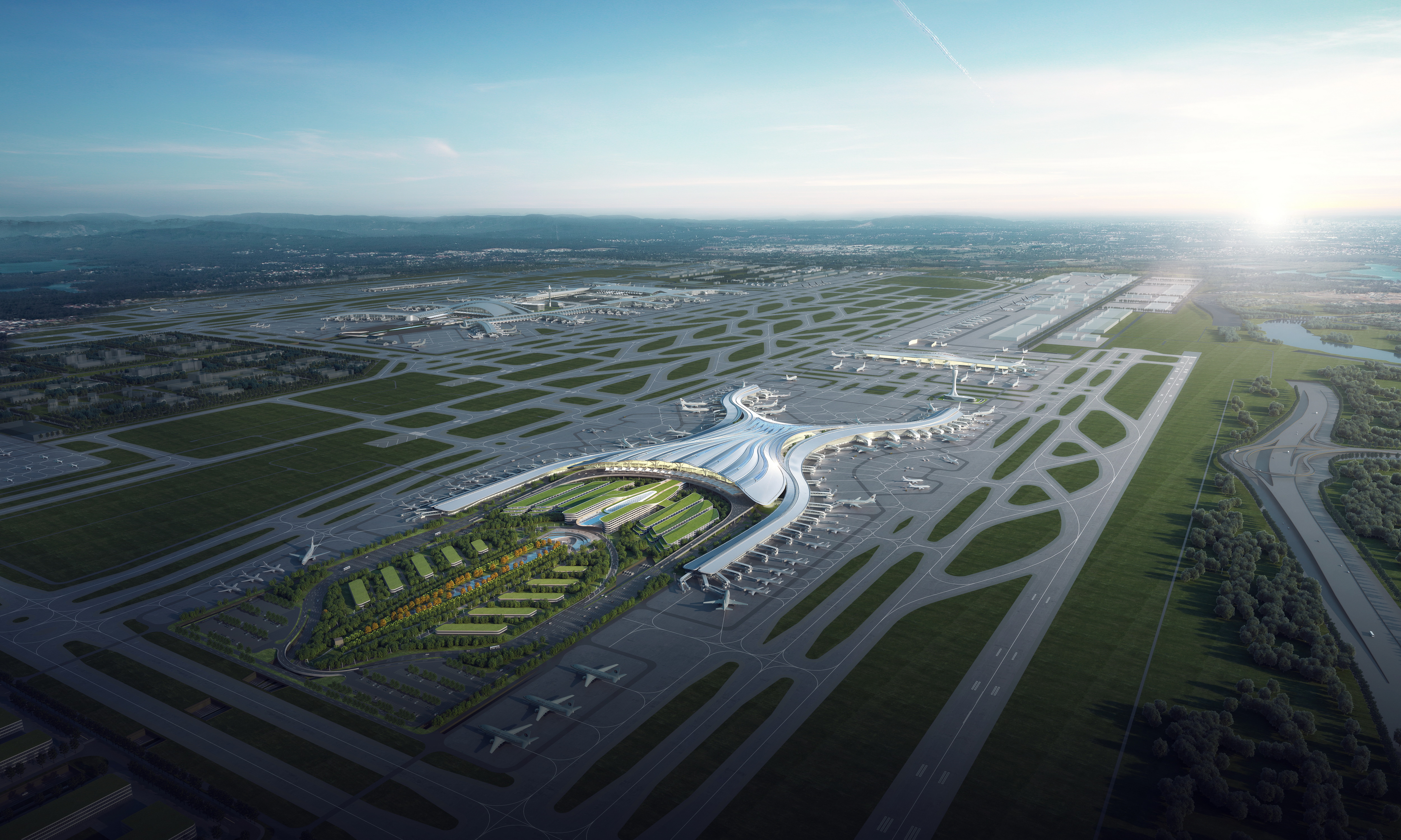 白云机场三期扩建项目俯瞰效果图