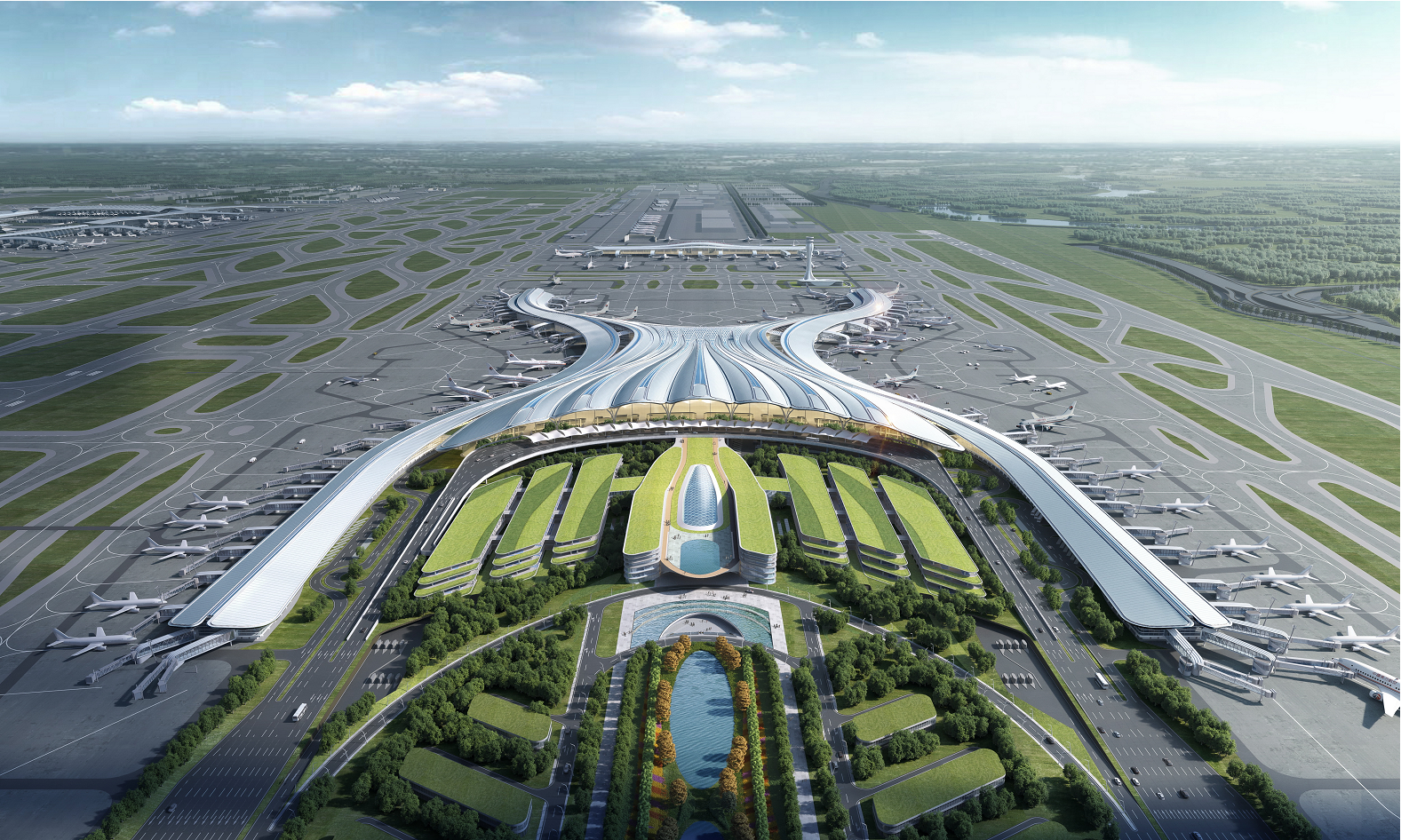 白云机场三期扩建项目俯瞰效果图